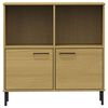 vidaXL Βιβλιοθήκη OSLO Καφέ 90x35x90,5 εκ. Μασίφ Ξύλο με Μεταλ. Πόδια