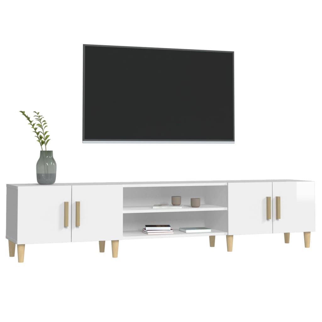 vidaXL Έπιπλο Τηλεόρασης Γυαλ. Λευκό 180x31,5x40 εκ Επεξεργασμένο Ξύλο