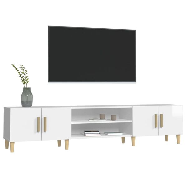 vidaXL Έπιπλο Τηλεόρασης Γυαλ. Λευκό 180x31,5x40 εκ Επεξεργασμένο Ξύλο
