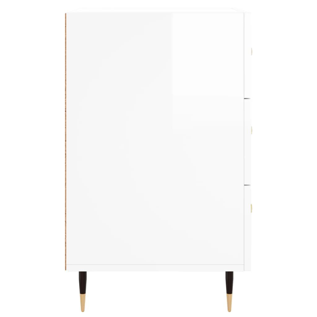 vidaXL Κομοδίνο Γυαλ. Λευκό 40 x 40 x 66 εκ. από Επεξεργασμένο Ξύλο