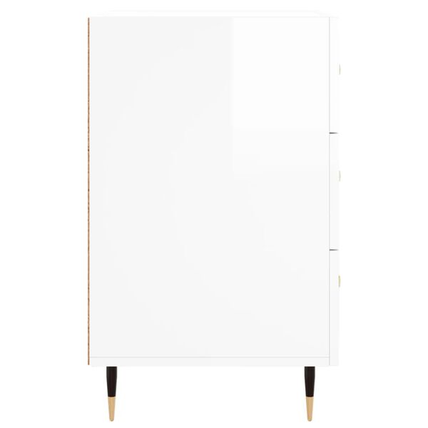vidaXL Κομοδίνο Γυαλ. Λευκό 40 x 40 x 66 εκ. από Επεξεργασμένο Ξύλο
