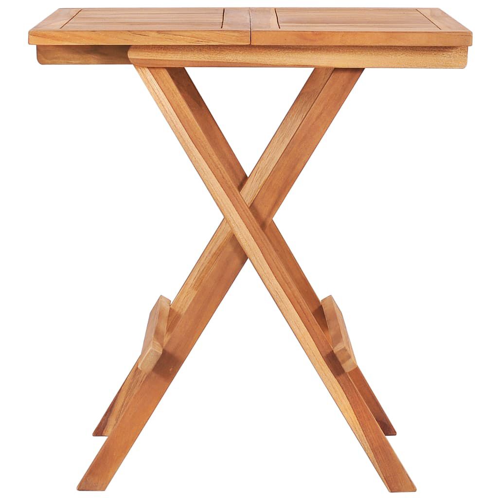 vidaXL Σετ Επίπλων Mπιστρό 3 τεμ Μασίφ Ξύλο Teak & Γκρι Καρό Μαξιλάρια