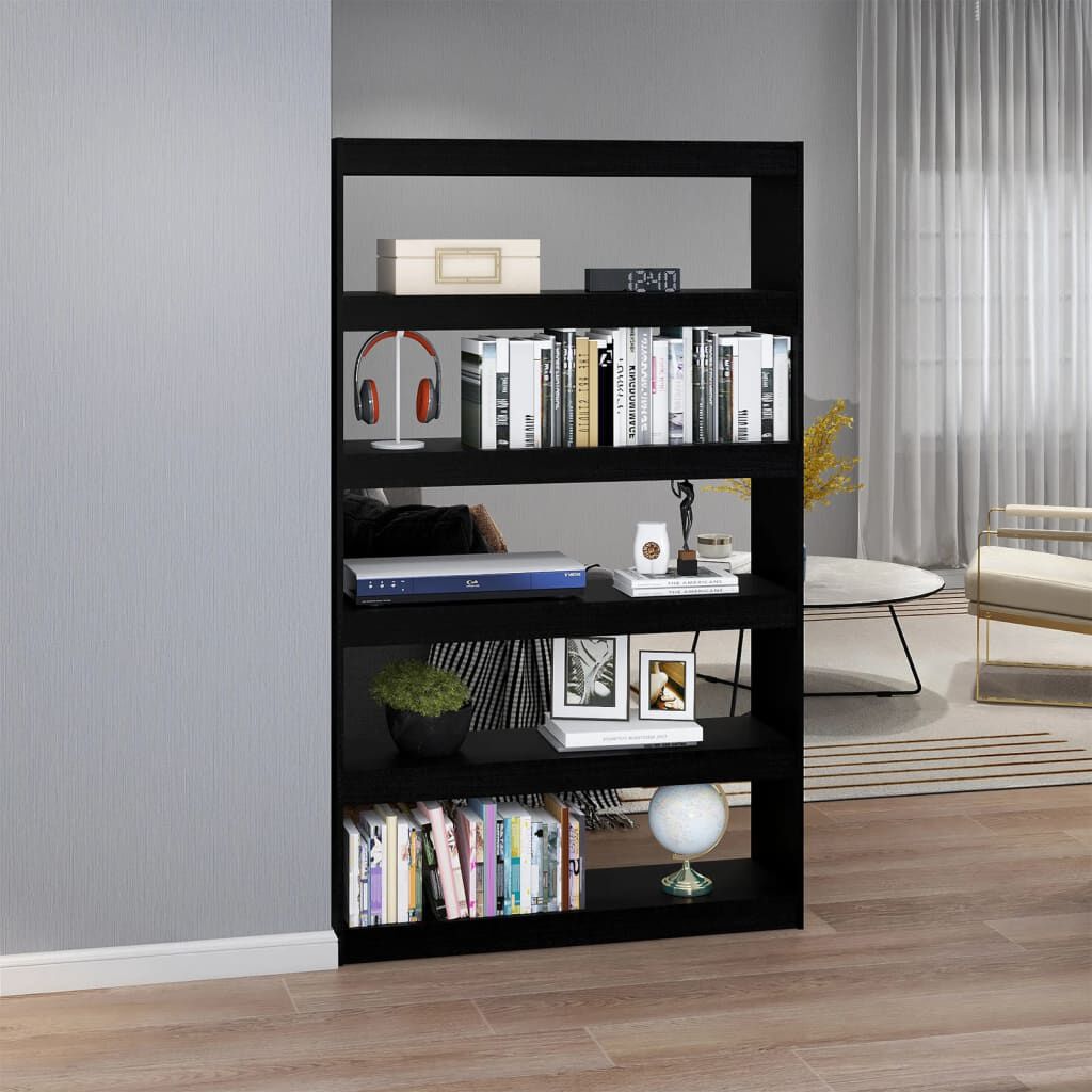 vidaXL Βιβλιοθήκη/Διαχωριστικό Χώρου Μαύρο 100x30x167,5 εκ Ξύλο Πεύκου