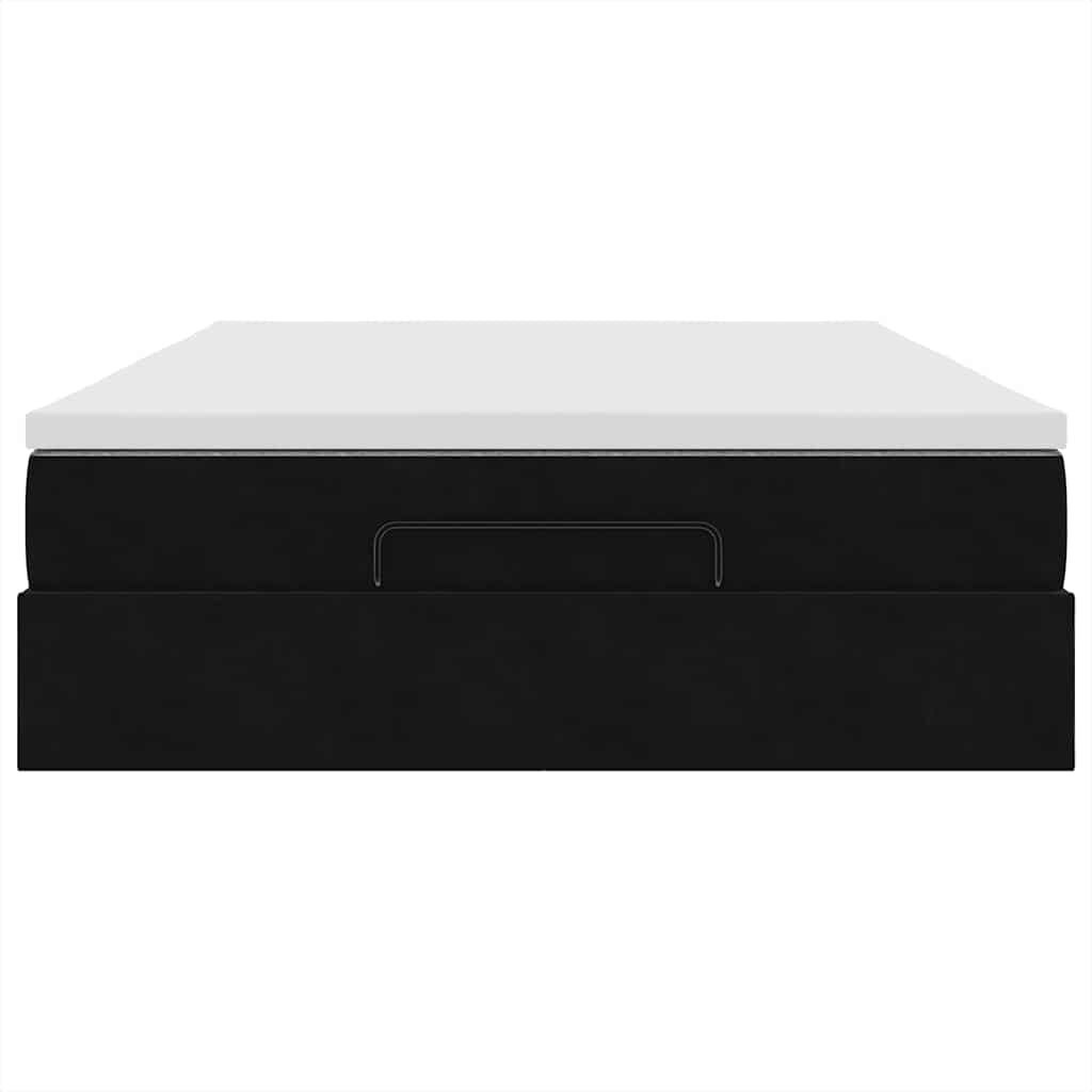 vidaXL Οθωμανικό κρεβάτι με στρώμα Μαύρο 140x190cm Βελούδο