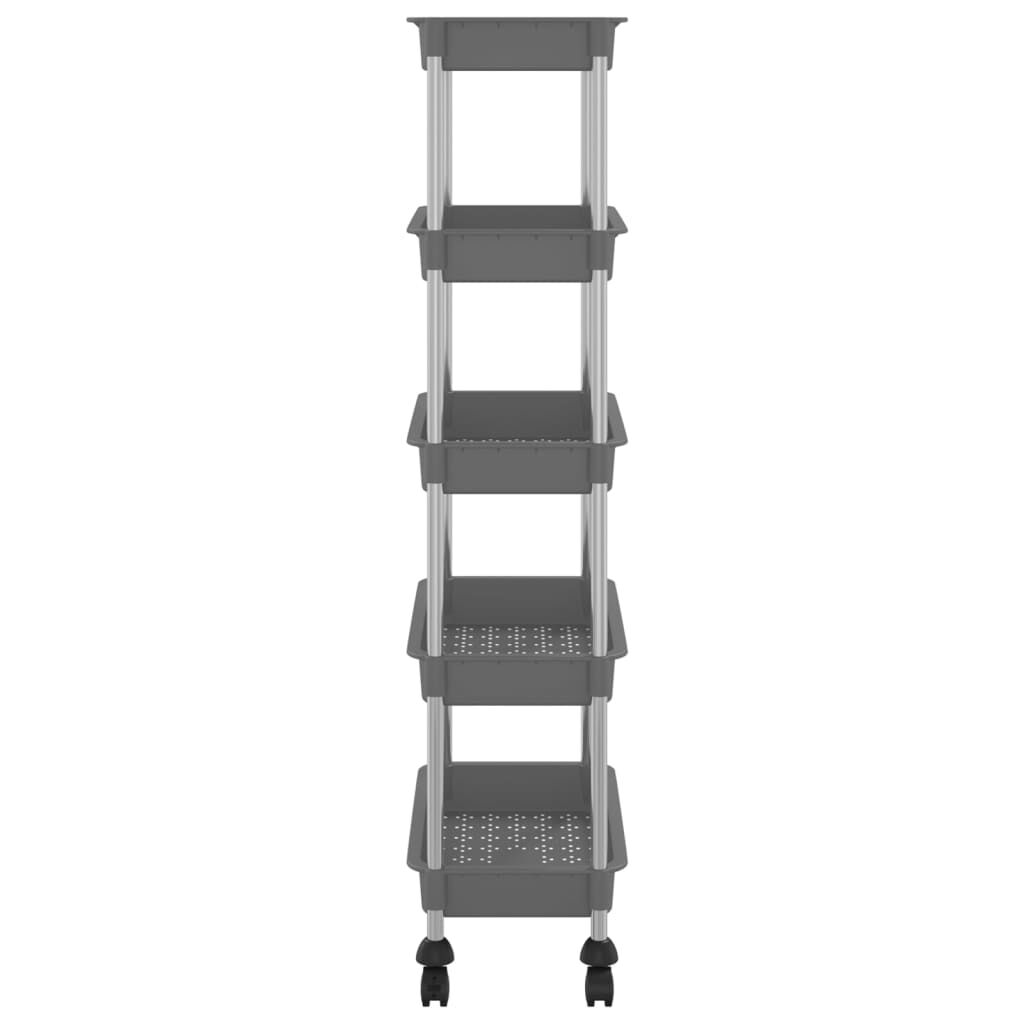 vidaXL Τρόλεϊ Κουζίνας 5 Επιπέδων Γκρι 42 x 29 x 128 εκ. Σίδερο/ABS