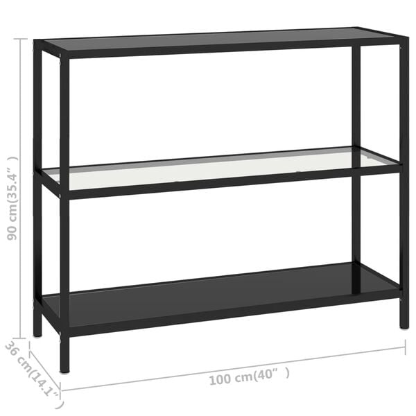 vidaXL Ράφι Διαφανές και Μαύρο 100 x 36 x 90 εκ. από Ψημένο Γυαλί