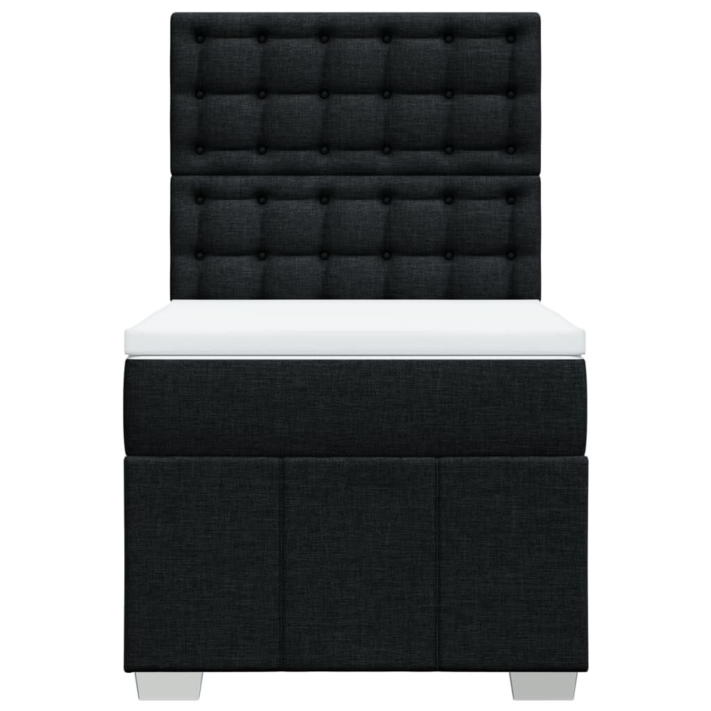 vidaXL Κρεβάτι Boxspring με Στρώμα Μαύρο 90x190 εκ.Υφασμάτινο