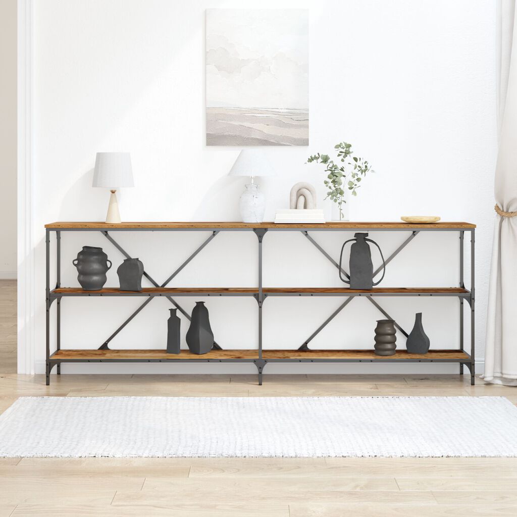 vidaXL Κονσόλα Παλιού Ξύλου 200x30x75 εκ Κατασκευασμένο Ξύλο και Ατσάλι