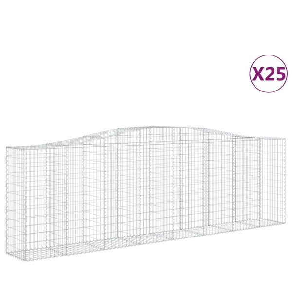 vidaXL Συρματοκιβώτια Τοξωτά 25 τεμ. 400x50x120/140 εκ. Γαλβαν. Ατσάλι