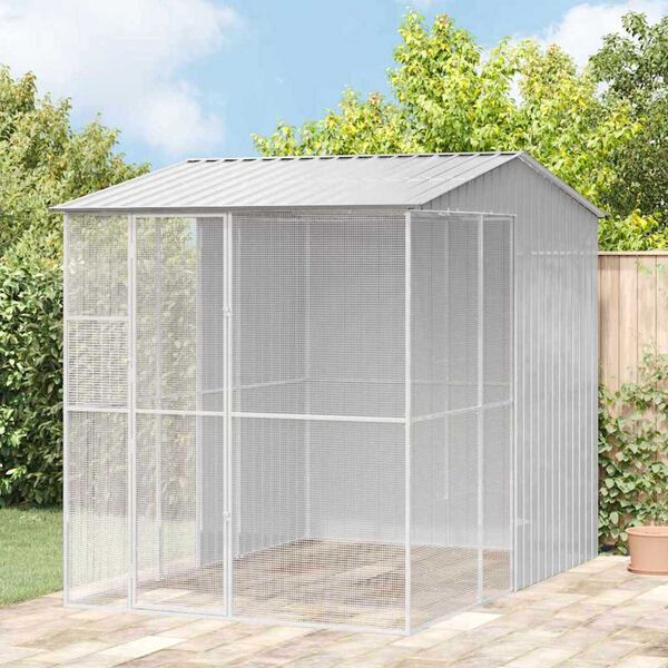 vidaXL Κλουβί Πουλιών Γκρι 215 x 310 x 247 εκ. Γαλβανισμένος χάλυβας