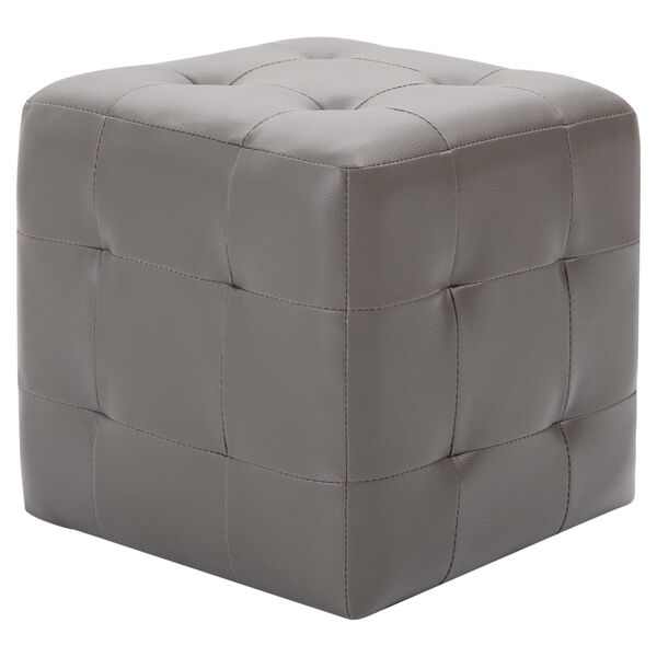 vidaXL Κομοδίνα 2 τεμ. Γκρι 30 x 30 x 30 εκ. από Συνθετικό Δέρμα