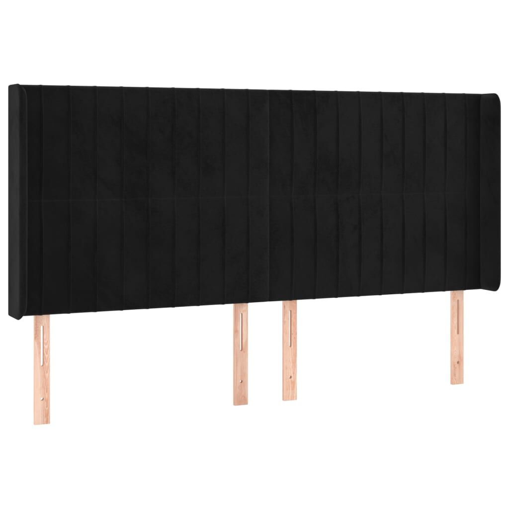 vidaXL Κεφαλάρι με Πτερύγια Μαύρο 163x16x118/128 εκ. Βελούδινο
