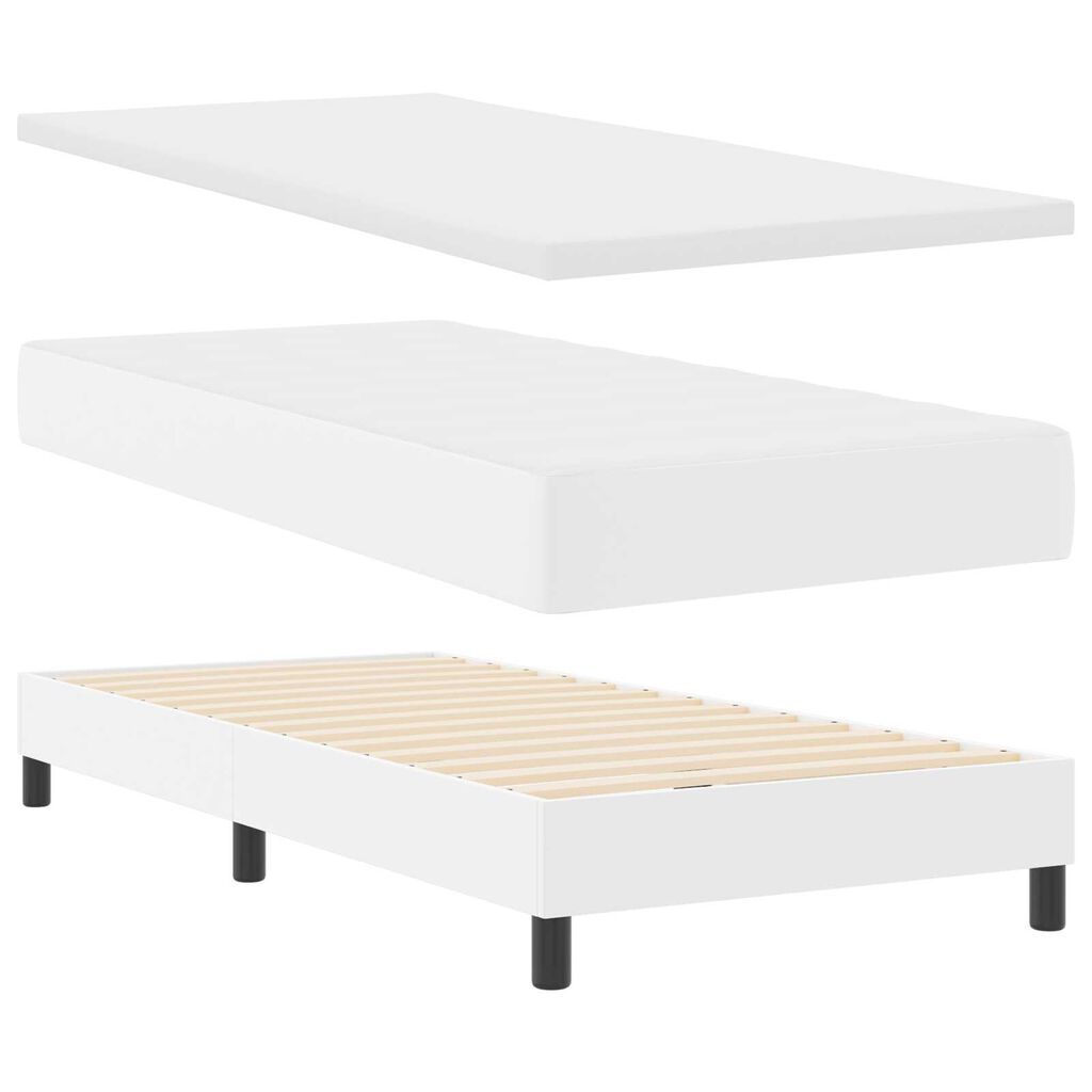vidaXL Κρεβάτι με Στρώμα με στρώμα Λευκό 90 x 200 cm Τεχνητό δέρμα