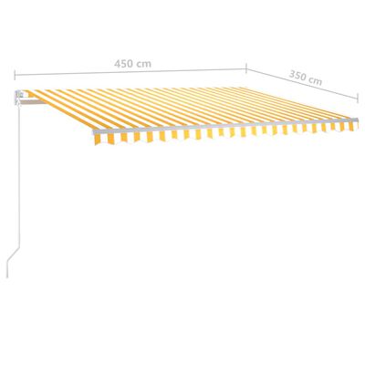 vidaXL Τέντα Αυτόματη με LED & Αισθ. Ανέμου Κίτρινο/Λευκό 4,5 x 3,5 μ.