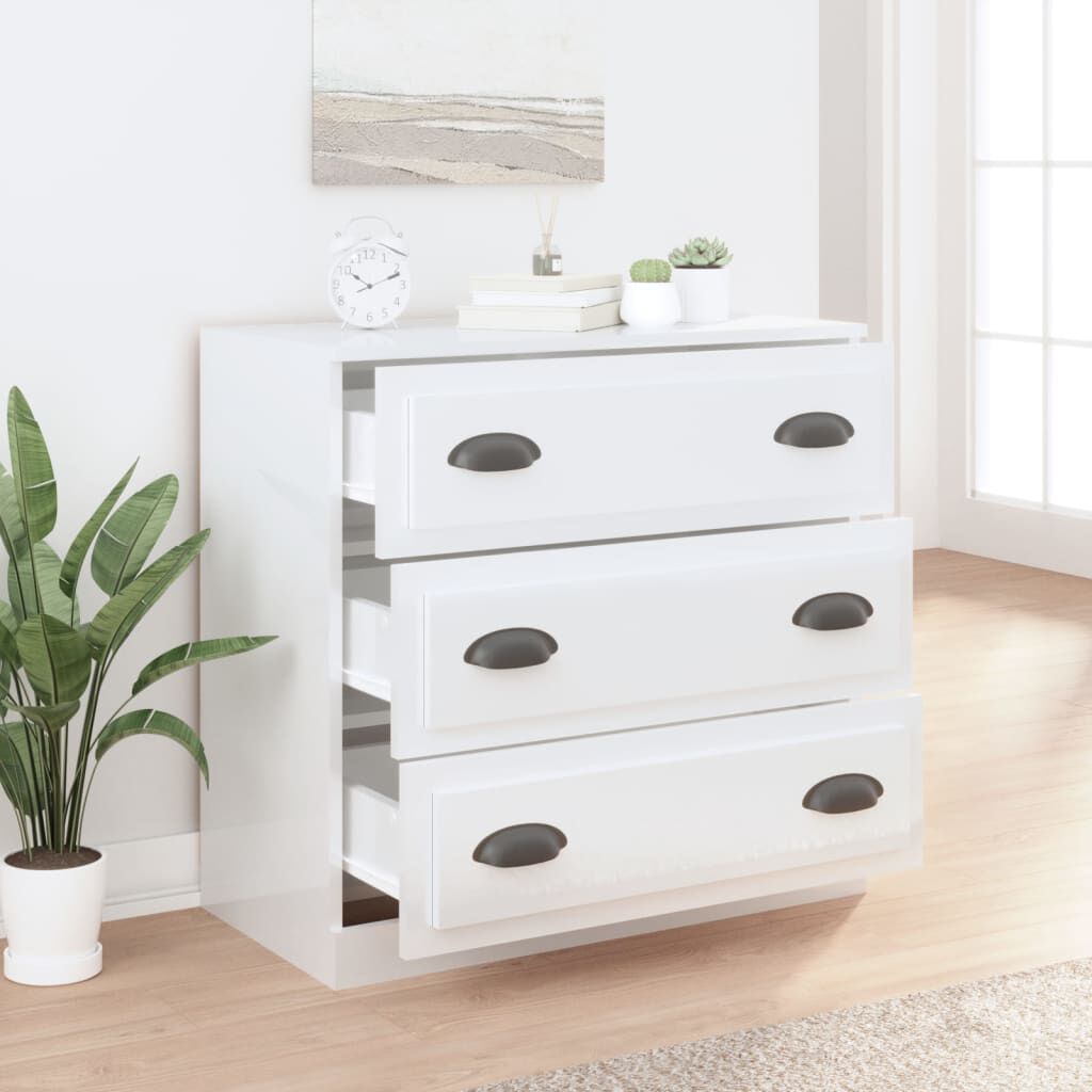 vidaXL Ντουλάπι Γυαλιστερό Λευκό 70x35,5x67,5 εκ. Επεξεργασμένο Ξύλο