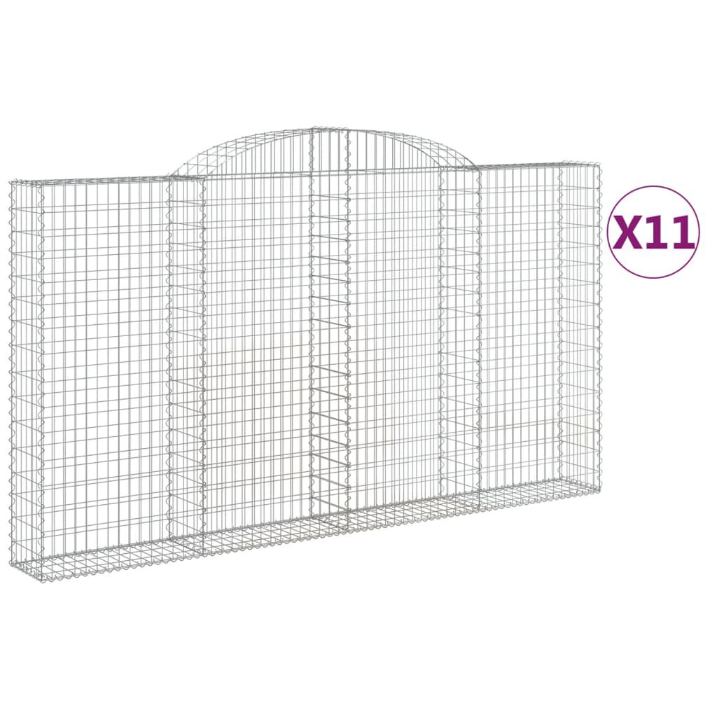 vidaXL Συρματοκιβώτια Τοξωτά 11 τεμ. 300x30x160/180 εκ. Γαλβαν. Ατσάλι
