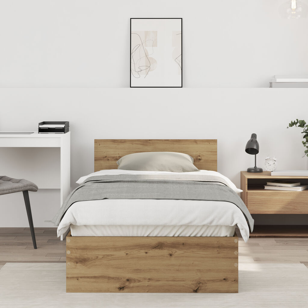 vidaXL Κρεβάτι από Τέχνη Δρυ 90x190 cm Επεξεργασμένο Ξύλο