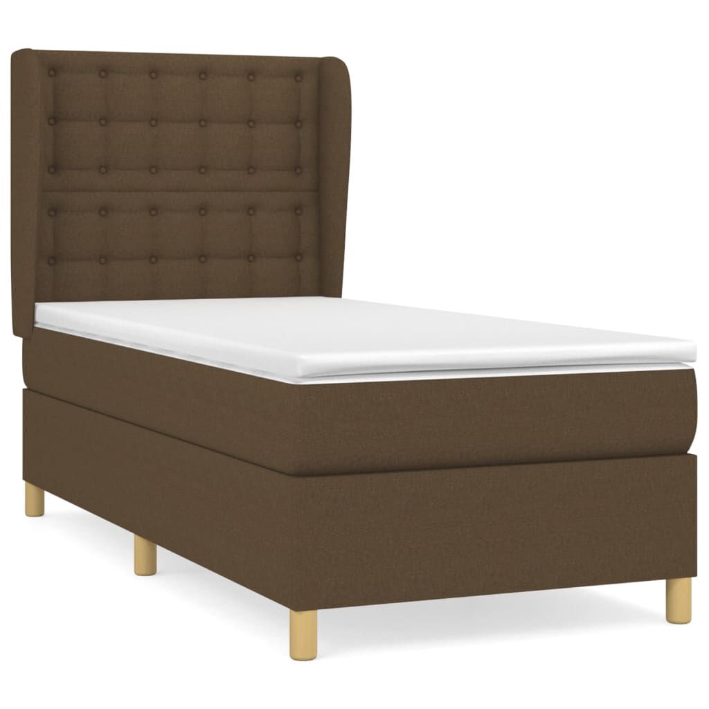 vidaXL Κρεβάτι Boxspring με Στρώμα Σκούρο Καφέ 100x200 εκ. Υφασμάτινο