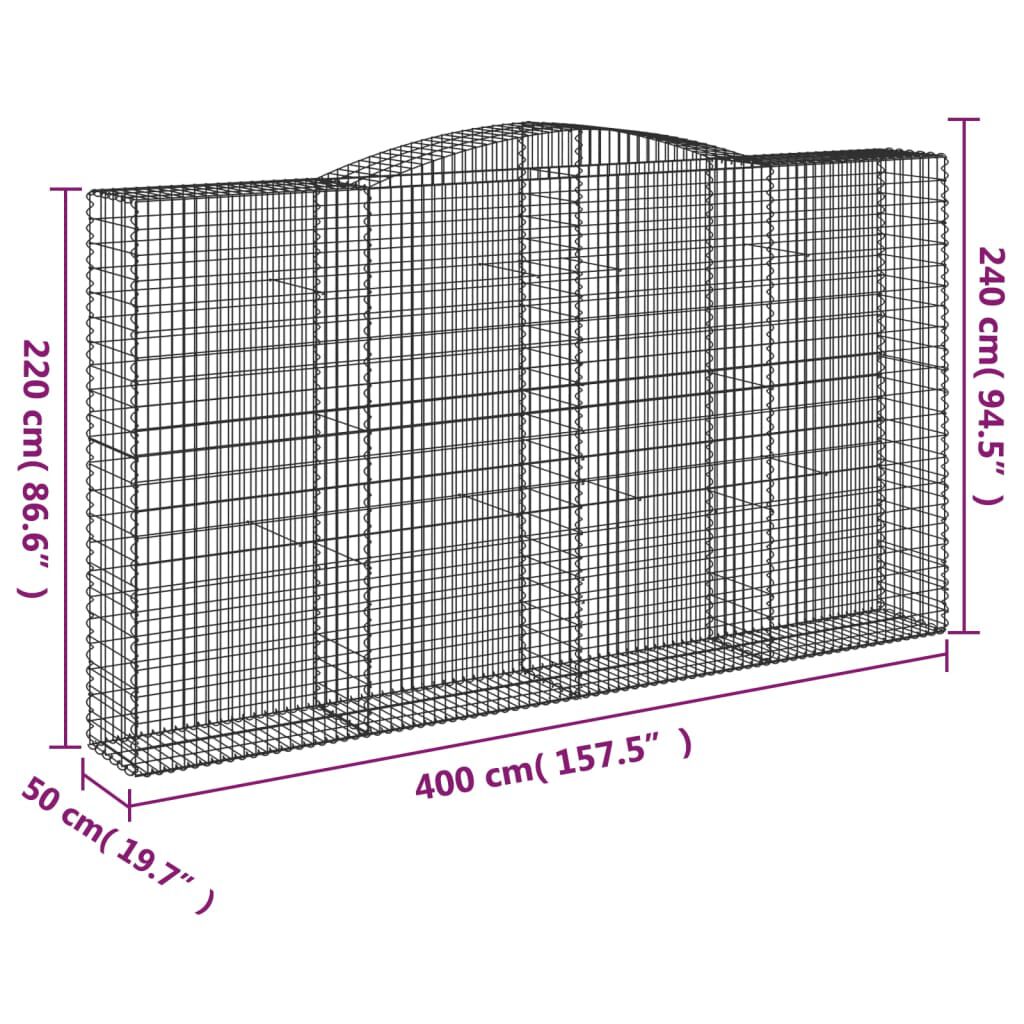 vidaXL Συρματοκιβώτια Τοξωτά 20 τεμ. 400x50x220/240 εκ. Γαλβαν. Ατσάλι