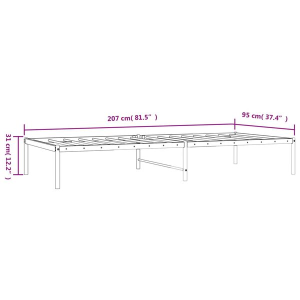 vidaXL Μεταλλικό πλαίσιο κρεβατιού Μαύρο 90x200 cm