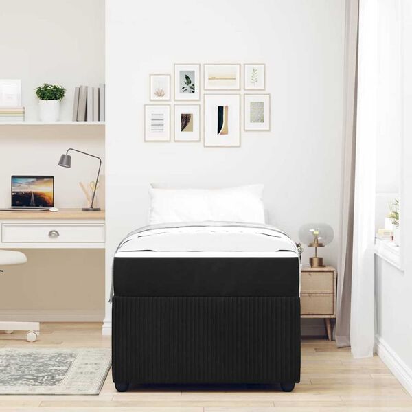 vidaXL Σκελετός κρεβατιού με στρώμα Άλλο Μαύρο 90 x 190 cm Βελούδο