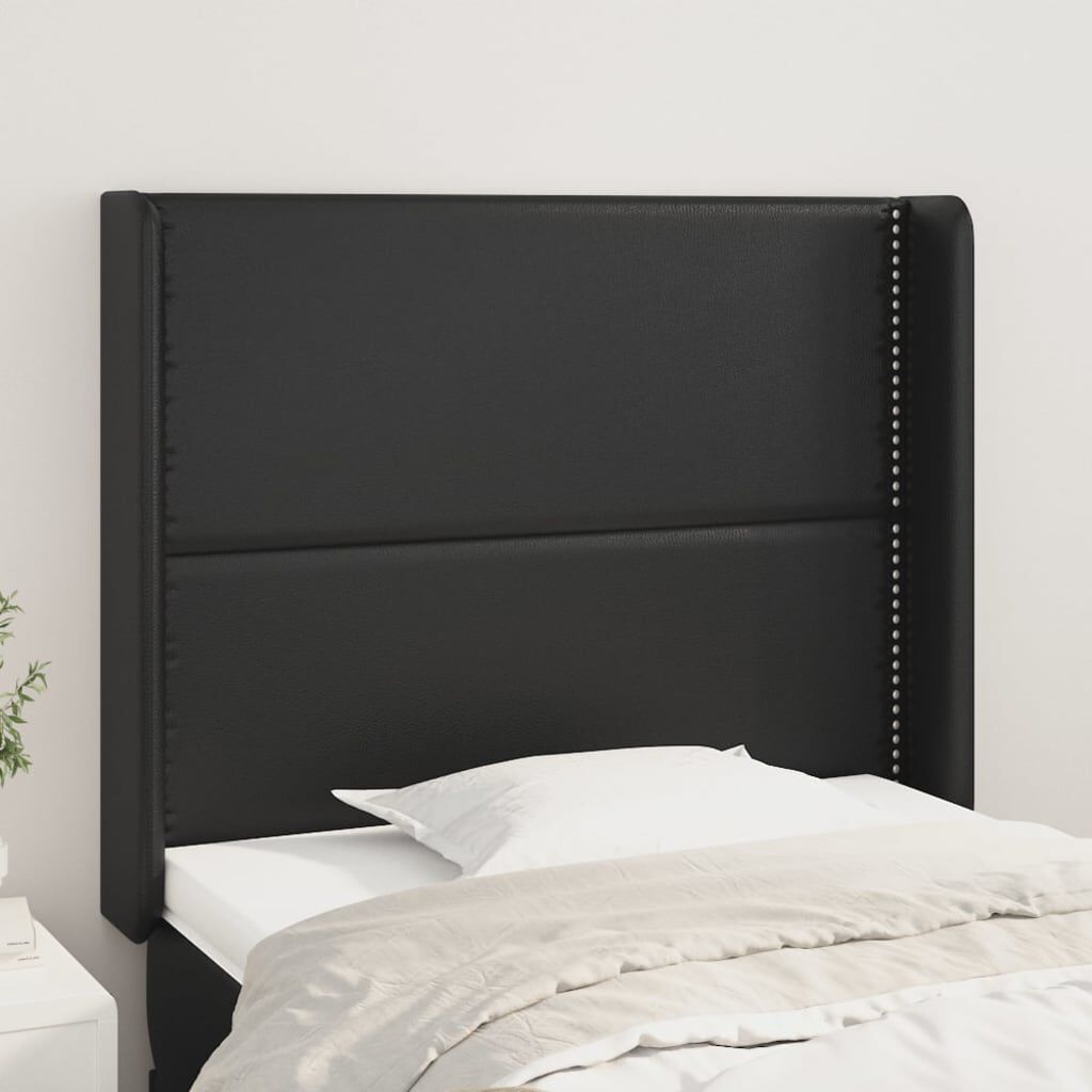 vidaXL Κεφαλάρι με Πτερύγια Μαύρο 83x16x118/128 εκ. Συνθετικό Δέρμα