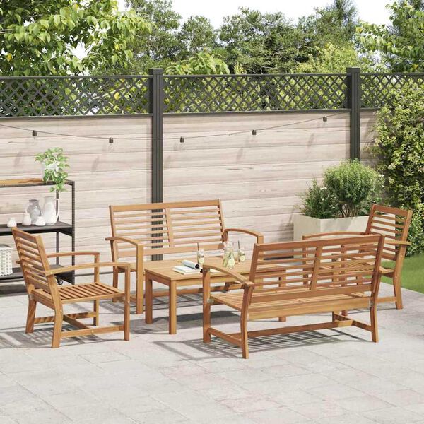 Σετ Καναπέ Κήπου 5 pcs Φυσικό Μασίφ ξύλο teak