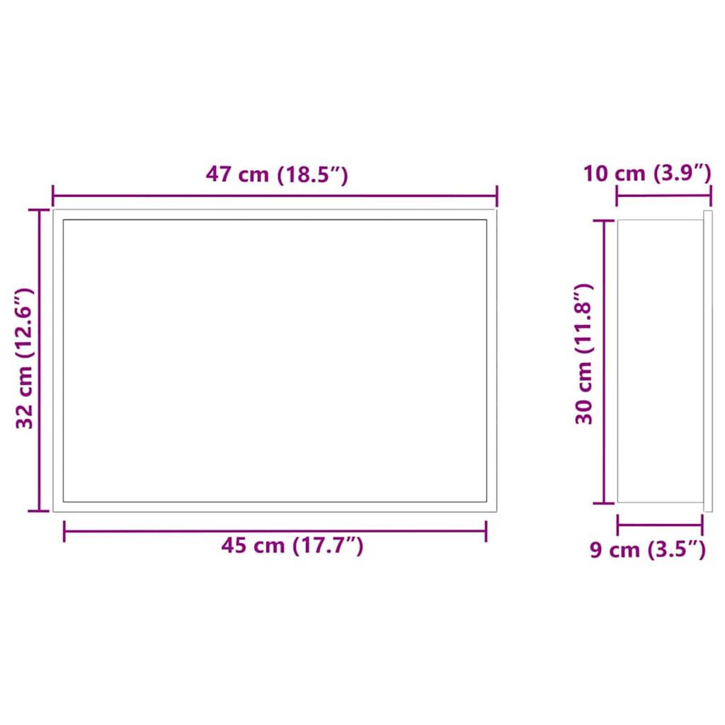 vidaXL Νίτσα Μπάνιου Μαύρο 45 x 30 x 9.5 εκ. Ανοξείδωτο ατσάλι