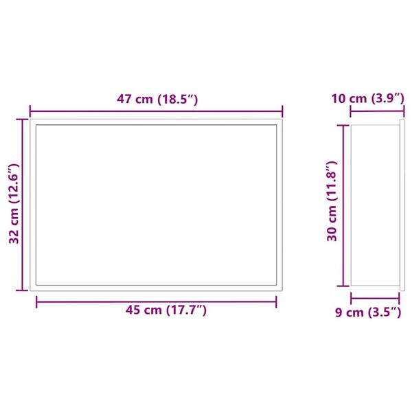 vidaXL Νίτσα Μπάνιου Μαύρο 45 x 30 x 9.5 εκ. Ανοξείδωτο ατσάλι