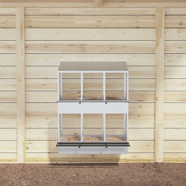 vidaXL Κουτί φωλιάς κοτόπουλου με 6 θήκες γαλβανισμένο ασήμι μέταλλο