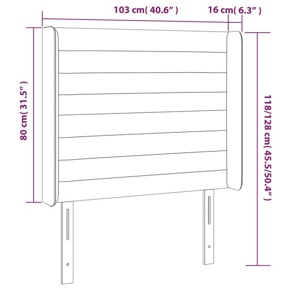 vidaXL Κεφαλάρι με Πτερύγια Κρεμ 103x16x118/128 εκ. Υφασμάτινο