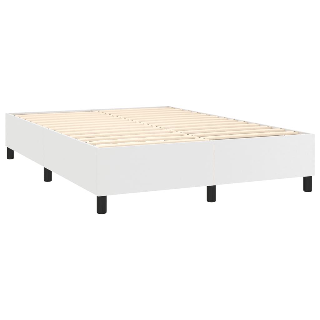 vidaXL Κρεβάτι Boxspring με Στρώμα & LED Λευκό 140x200 εκ. Συνθ. Δέρμα