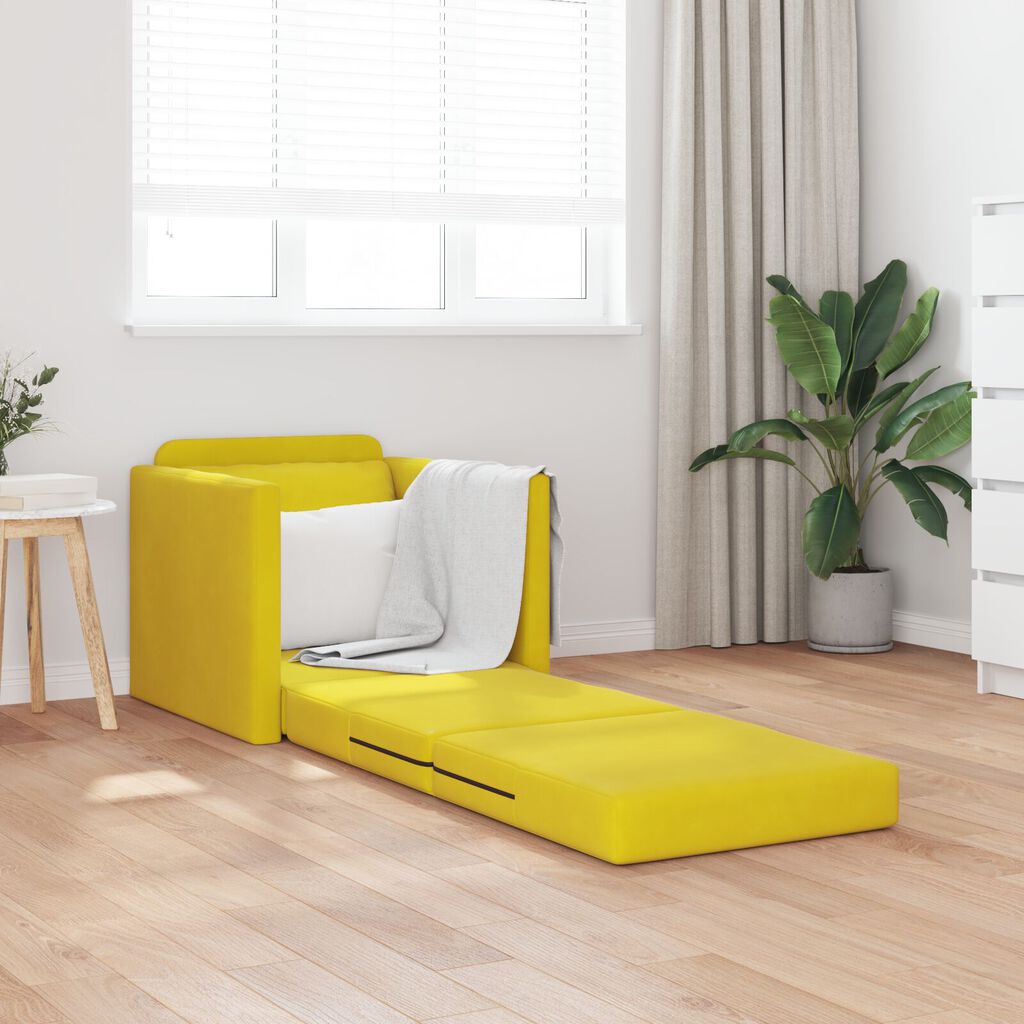vidaXL Καναπές Κρεβάτι 2 σε 1 Σκούρο Κίτρινο 74x77x81 εκ. Βελούδο