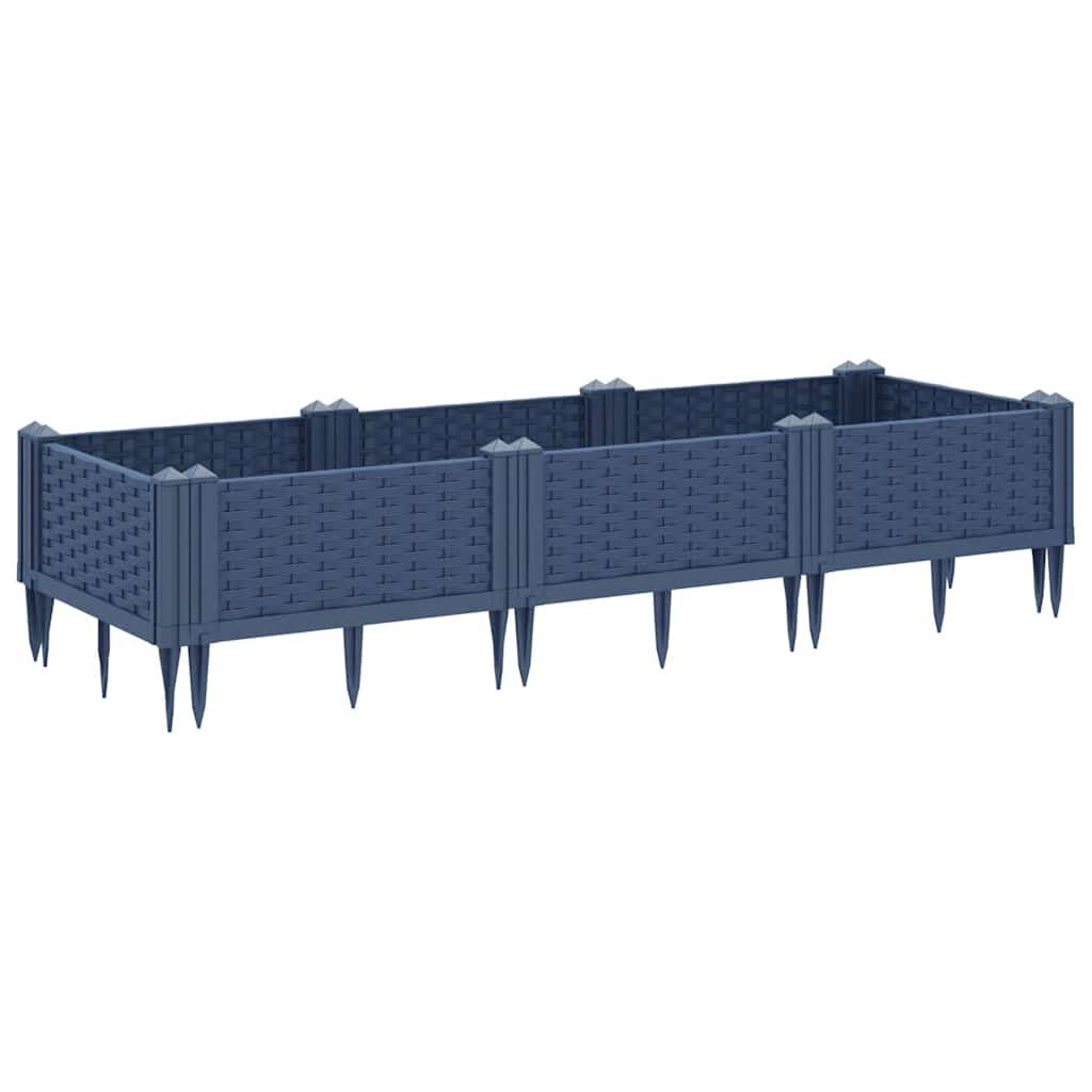 vidaXL Ζαρντινιέρα με Πασσάλους Μπλε Γκρι 125x40x28,5 εκ. Πολυπροπυλένιο