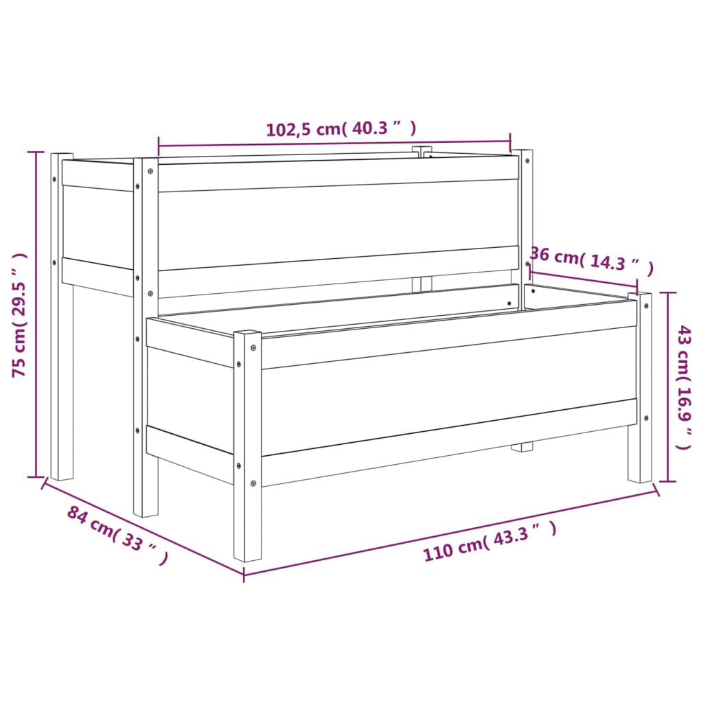vidaXL Ζαρντινιέρα 110x84x75 εκ. από Μασίφ Ξύλο Πεύκου