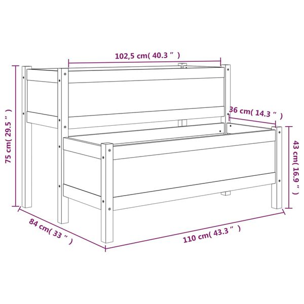 vidaXL Ζαρντινιέρα 110x84x75 εκ. από Μασίφ Ξύλο Πεύκου