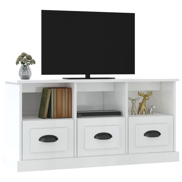 vidaXL Έπιπλο Τηλεόρασης Γυαλ. Λευκό 100x35x50 εκ. Επεξεργασμένο Ξύλο