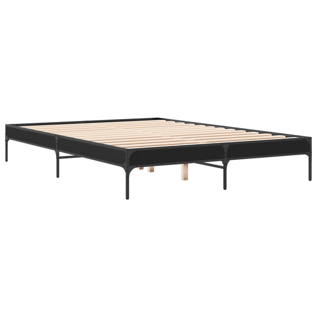 vidaXL Πλαίσιο Κρεβατιού Μαύρο 160x200 εκ. Επεξ. Ξύλο & Μέταλλο