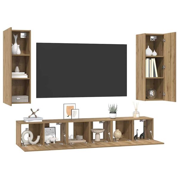vidaXL Σετ επίπλου τηλεόρασης 4 pcs artisan δρυς 30.5 x 30 x 90 cm