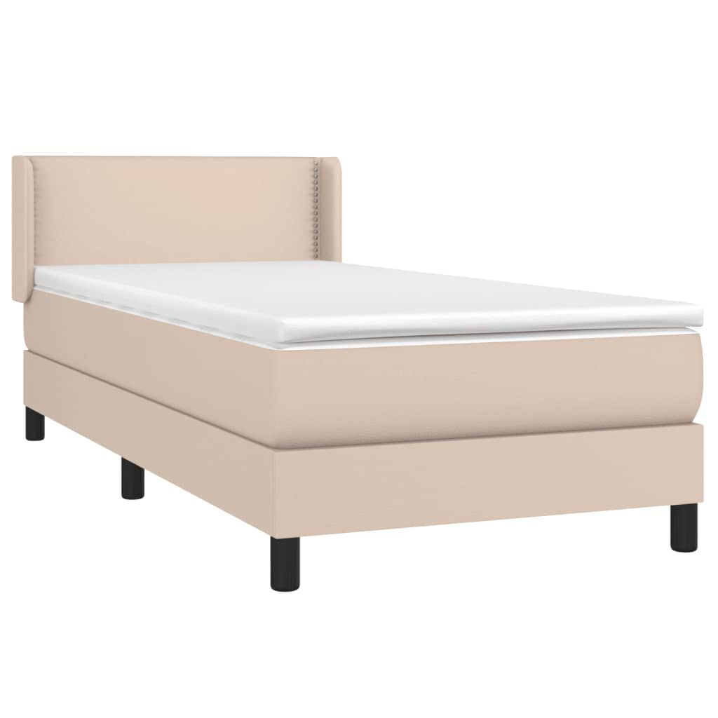 vidaXL Κρεβάτι Boxspring με Στρώμα Καπουτσίνο 100x200εκ.από Συνθ.Δέρμα