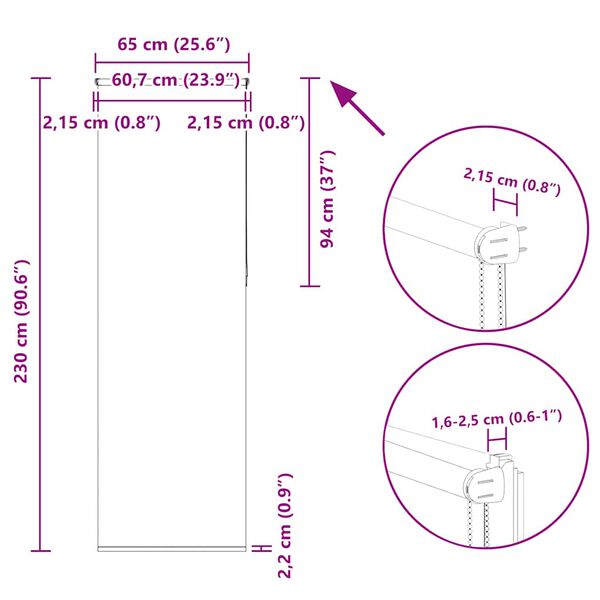 vidaXL Ρολέρ Μπλακάουτ ανοιχτό γκρι 65x230 cm Πλάτος υφάσματος 60,7cm