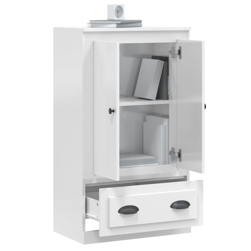 vidaXL Ντουλάπι Γυαλ. Λευκό 60x35,5x103,5 εκ. από Επεξεργασμένο Ξύλο