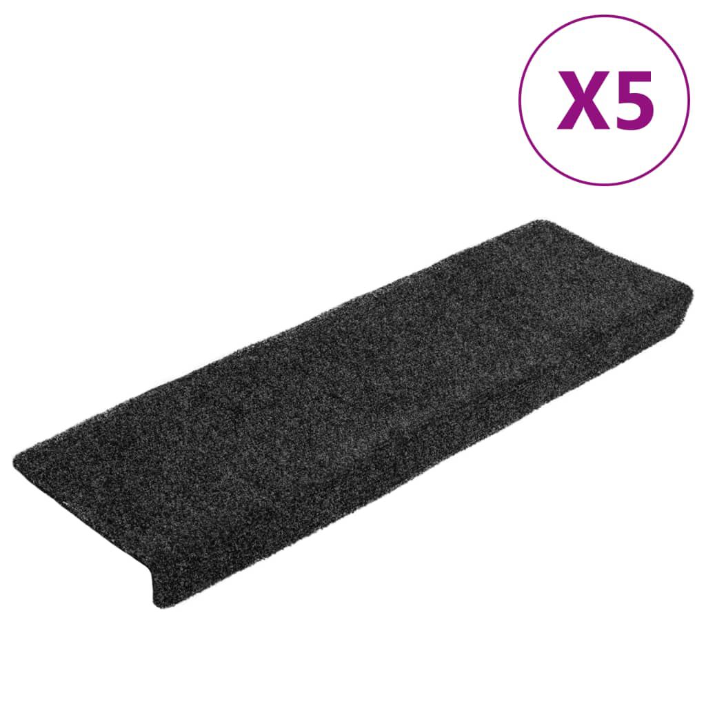 vidaXL Πατάκια Σκάλας 5 τεμ. Γκρι 65x21x4 εκ. Βελονιασμένα