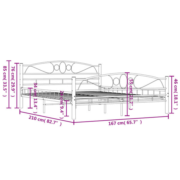 vidaXL Πλαίσιο Κρεβατιού Λευκό 160 x 200 εκ. Μεταλλικό