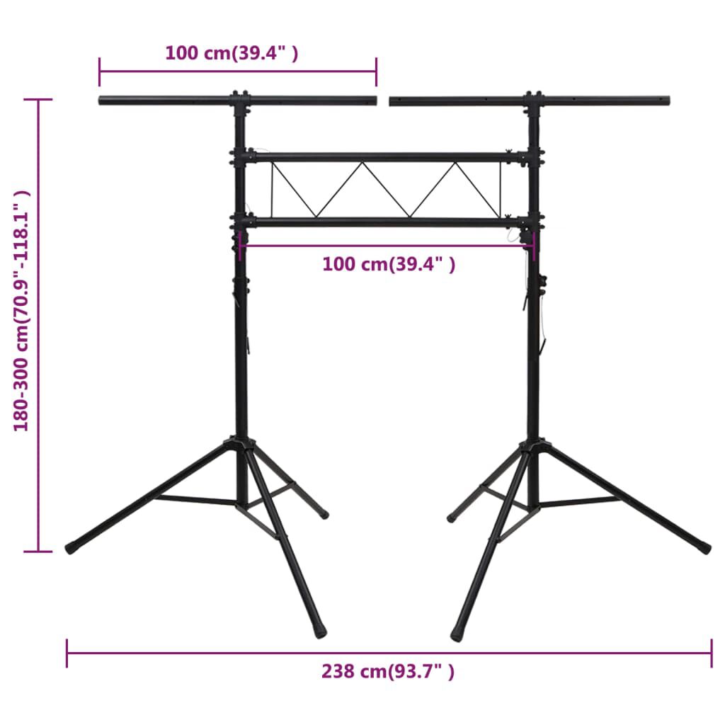 vidaXL Βάση Φωτισμού Μαύρη 238 x 115 x (180-300) εκ. Ατσάλινη