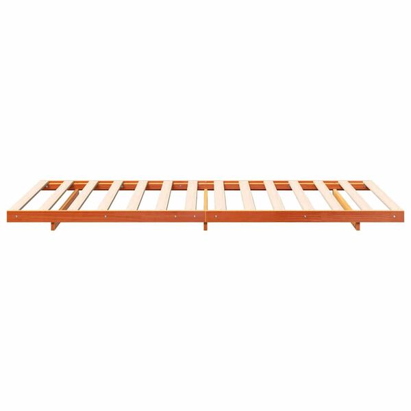 vidaXL Κρεβάτι δαπέδου Καφέ κεριού 100 x 220 cm Μασίφ ξύλο πεύκου