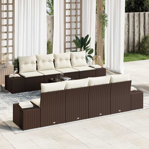 vidaXL Σετ Καναπέ Κήπου 7 pcs Καφέ και Κρέμα 55 x 55 x 37 εκ