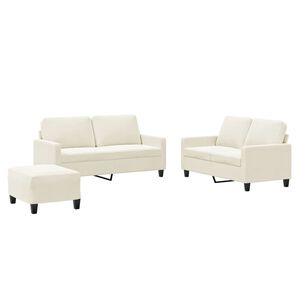 vidaXL Πολυθρόνες Σετ 3 Τεμαχίων Κρεμ από Βελούδο με Μαξιλάρια