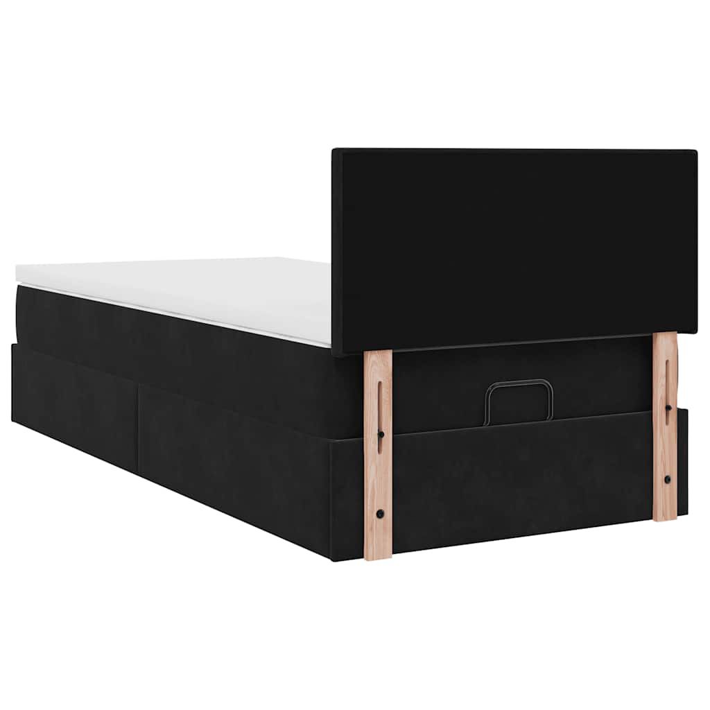 vidaXL Οθωμανικό κρεβάτι με στρώμα Μαύρο 80x200cm Velvet