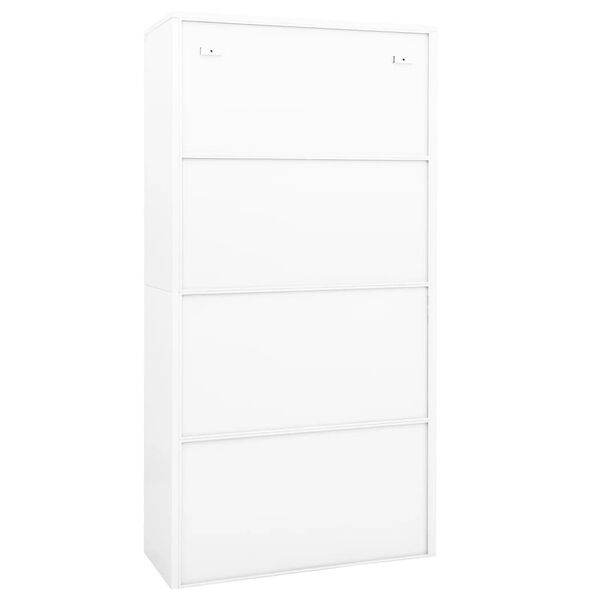 vidaXL Ντουλάπα Γραφείου Λευκή 90 x 40 x 180 εκ Ατσάλι / Ψημένο Γυαλί